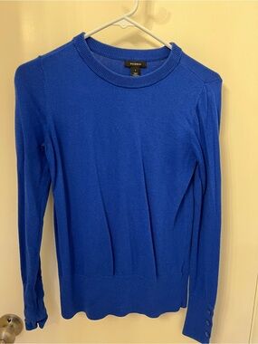 Halogen Blue Ribbed Crewneck Sweater